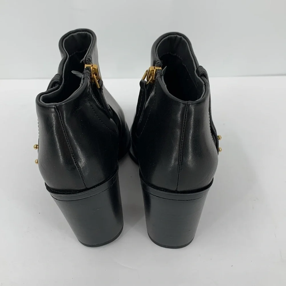 Franco Sarto Vivica heel ankle boot black faux leather zipper square toe new 6